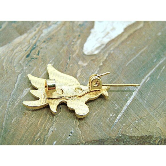 Vintage Road Runner Bird Brooch Blue Sapphire? Crystal Rhinestones Gold Tone 1x1 - Picture 7 of 12